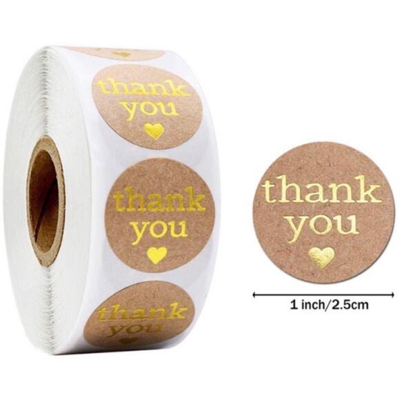 New 500 Piece Roll Self-Adhesive Thank You Stickers - Picture 5 of 5